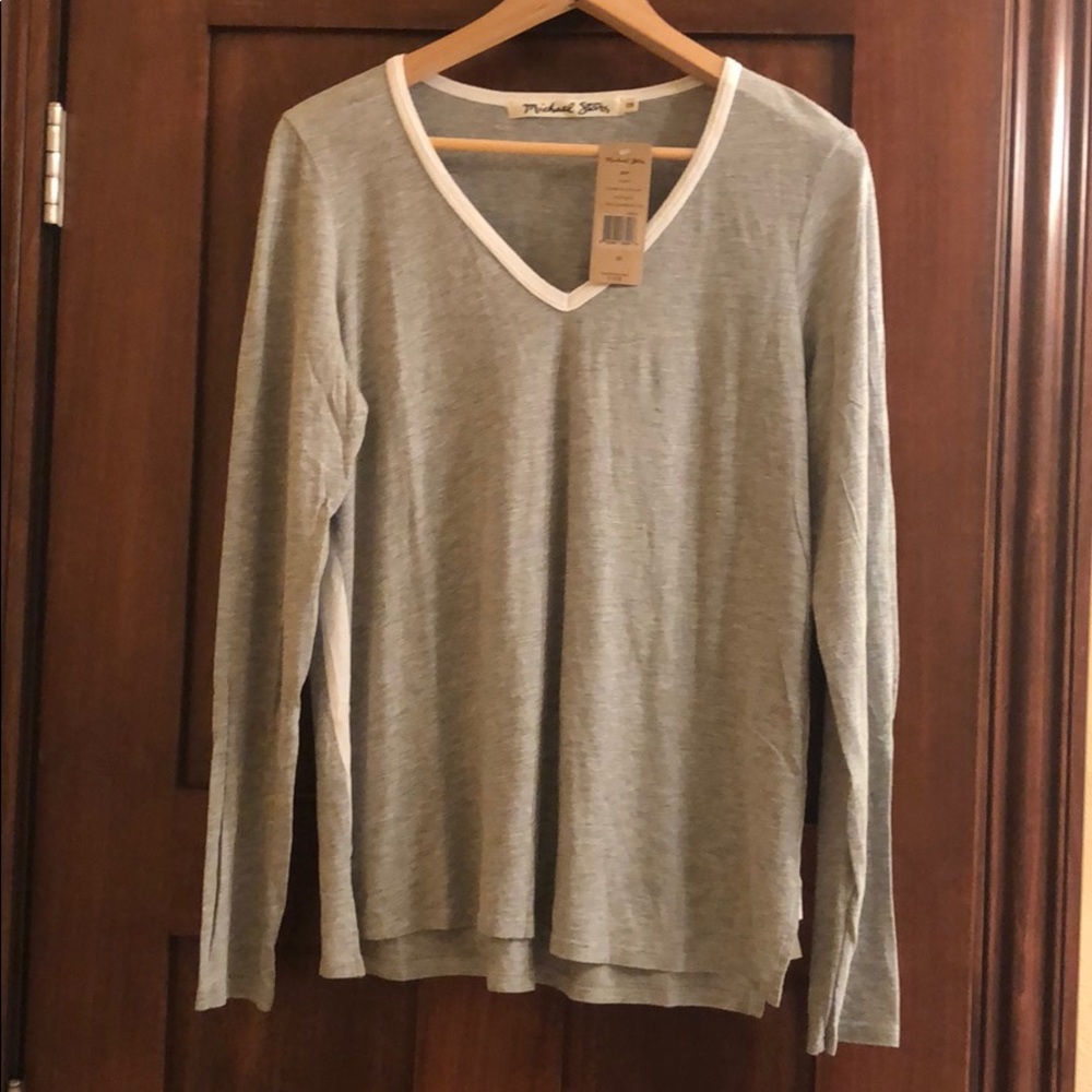 NWT Michael Stars long sleeve v neck tee